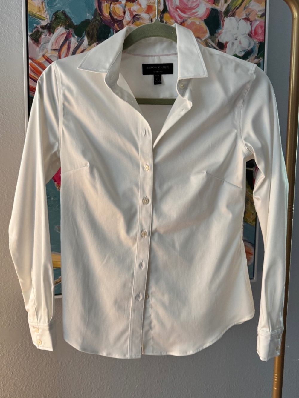 Banana Republic Tailored Fit white collared shirt size 0P